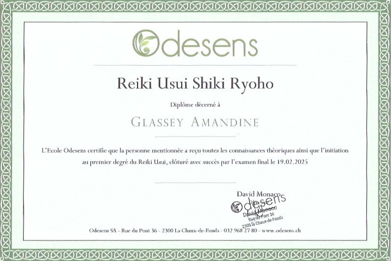 Diplôme Reiki niveau 1